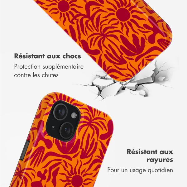 Selencia Coque arrière Vivid avec MagSafe Apple iPhone 15 - Tropical Vibes Apricot