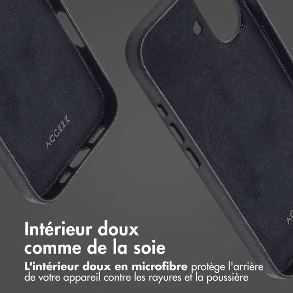 Accezz Coque arrière en cuir avec MagSafe Apple iPhone 16 - Onyx Black