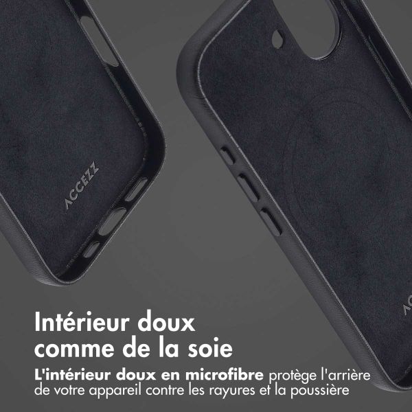 Accezz Coque arrière en cuir avec MagSafe iPhone 16 - Onyx Black