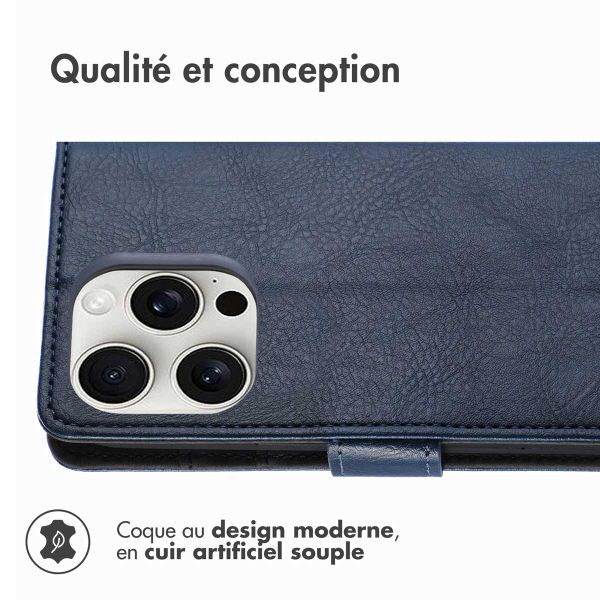 imoshion Étui de téléphone portefeuille Luxe iPhone 16 Pro - Bleu foncé