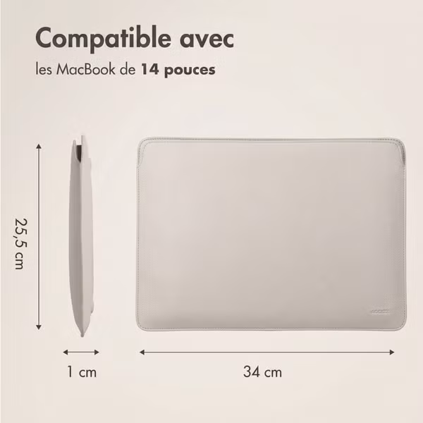 Accezz Leather Pochette ordinateur le Apple MacBook 14 pouces - Beige