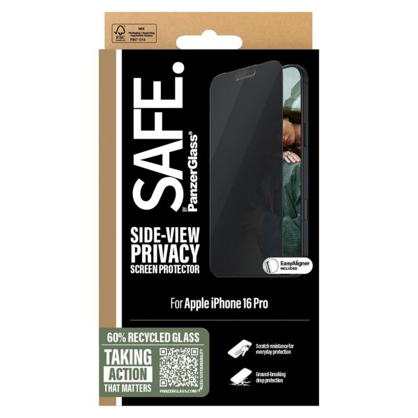 SAFE by PanzerGlass ﻿Protection d'écran Privacy Ultra-Wide Fit avec applicateur iPhone 16 Pro