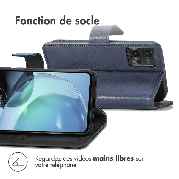 imoshion Etui de téléphone portefeuille Luxe Motorola Moto G72 - Bleu foncé