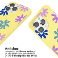 imoshion Coque design en silicone avec cordon Apple iPhone 14 Pro - Yellow Flower Distance