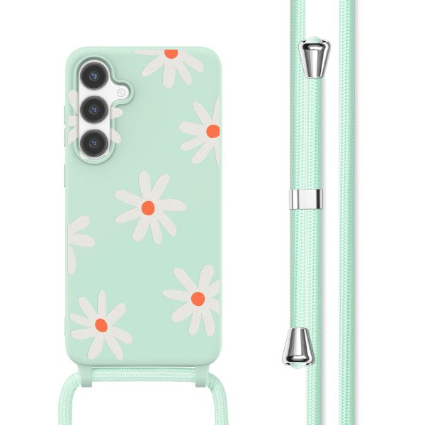 imoshion Coque design en silicone avec cordon Samsung Galaxy S24 - Green Flower Distance