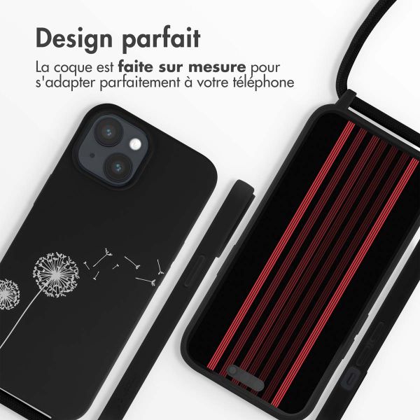 imoshion Coque design en silicone avec cordon Apple iPhone 15 - Dandelion Black