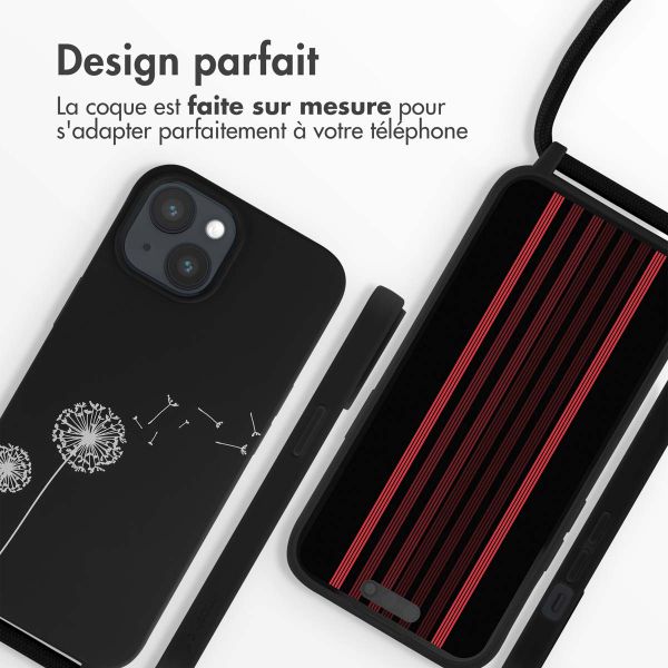 imoshion Coque design en silicone avec cordon iPhone 15 - Dandelion Black