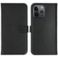 Selencia Étui de téléphone portefeuille en cuir véritable iPhone 15 Pro Max - Noir