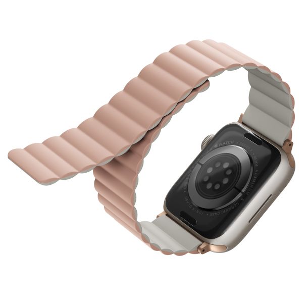 Uniq Bracelet Revix réversible Apple Watch Series 1 t/m 9 / SE (38/40/41 mm) | Series 10 / 11 (42 mm) - Blush Pink / Beige