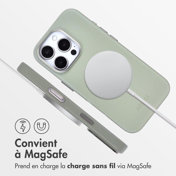 Accezz Coque arrière en cuir avec MagSafe Apple iPhone 16 Pro - Light Grey