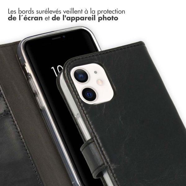 Selencia Étui de téléphone portefeuille en cuir véritable Apple iPhone 12 Mini