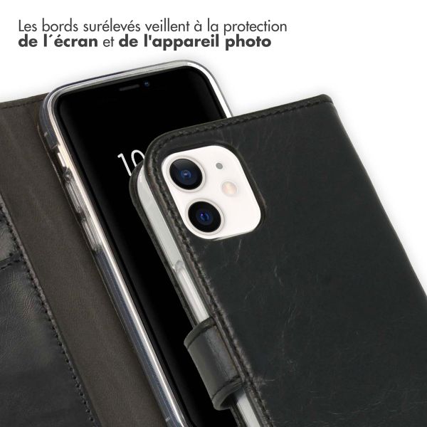 Selencia Étui de téléphone portefeuille en cuir véritable iPhone 12 Mini