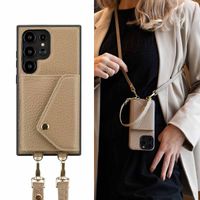 Selencia Coque à cordon avec porte-cartes enveloppe Sera Samsung Galaxy S24 Ultra - Beige