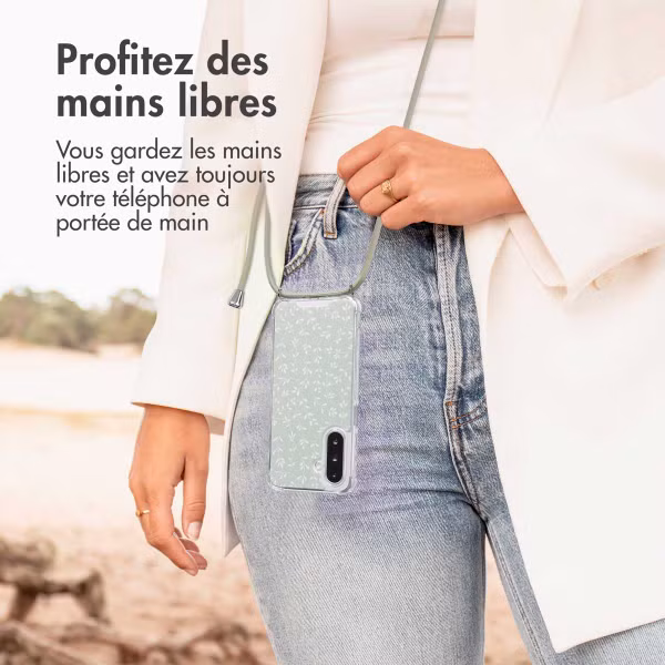 imoshion Coque Design avec cordon Samsung Galaxy A26 - Smoke Green Flowers