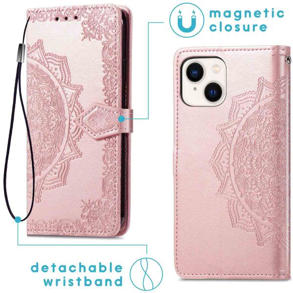 imoshion Etui de téléphone portefeuille Mandala iPhone 14 - Rose Dorée