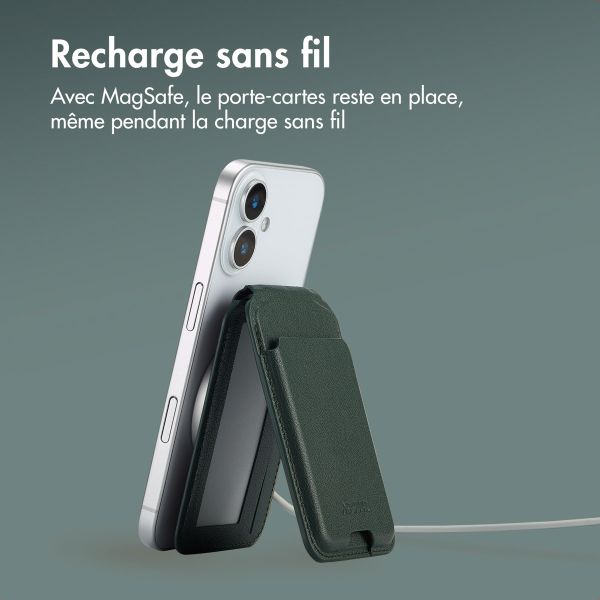Accezz Portefeuille en cuir avec support - Compatible avec MagSafe et Qi2 - Cedar Green