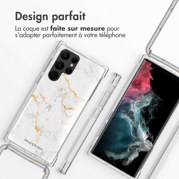 imoshion Coque Design avec cordon Samsung Galaxy S22 Ultra - White Marble