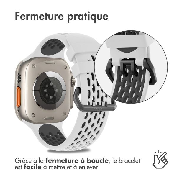 imoshion ﻿Boucle de bracelet de sport en silicone Apple Watch Series 1 á 10 / SE / Ultra (2) (44/45/46/49 mm) - Blanc / Noir