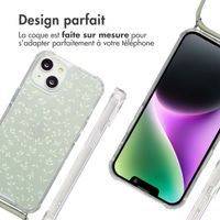 imoshion Coque Design avec cordon Apple iPhone 14 - Smoke Green Flowers