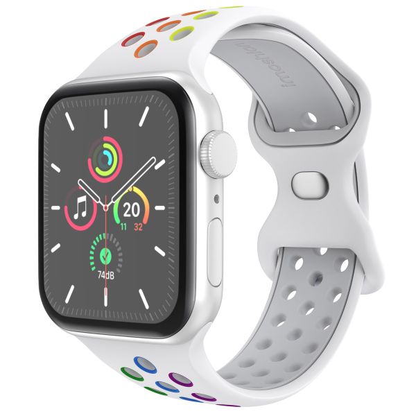 imoshion Bracelet Sport⁺ en silicone Apple Watch Series 1 - 11 / SE / Ultra (44/45/46/49 mm) - Taille M/L - White Rainbow