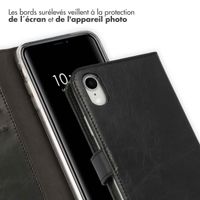Selencia Étui portefeuille en cuir véritable iPhone Xr - Noir