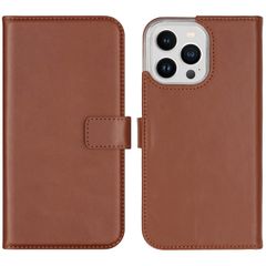 Selencia Étui de téléphone portefeuille en cuir véritable Apple iPhone 14 Pro Max - Brun clair