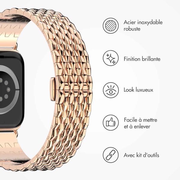 Selencia Bracelet dragon en acier Apple Watch Series 1 t/m 9 / SE (38/40/41 mm) | Series 10 / 11 (42 mm) - Rose Doré