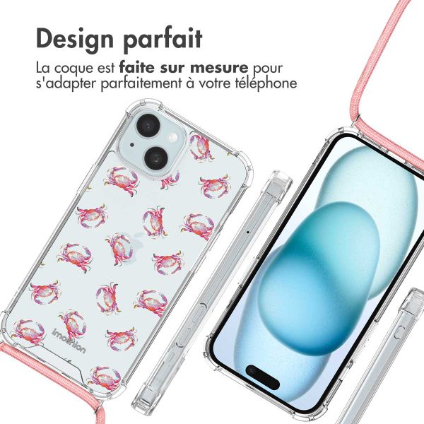 imoshion Coque Design avec cordon Apple iPhone 15 - Crab Watercolor