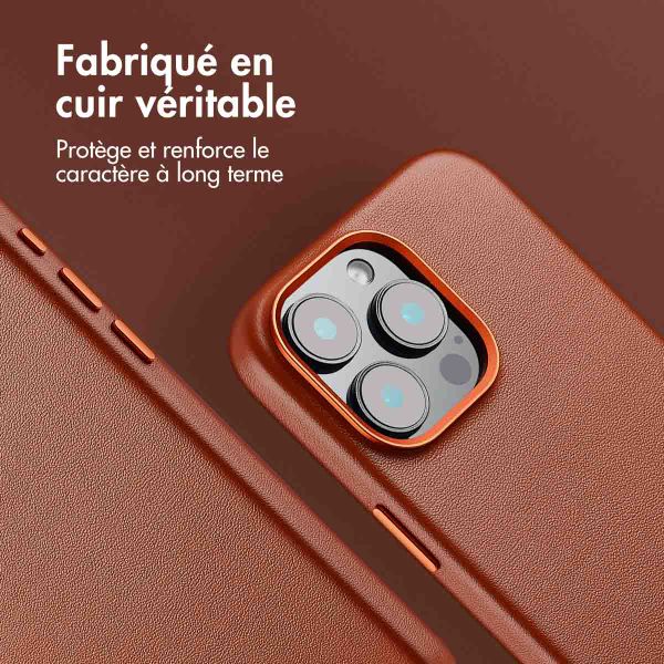 Accezz Coque arrière en cuir avec MagSafe iPhone 16 Pro Max - Sienna Brown