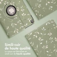 imoshion Coque tablette Design rotatif à 360° Apple iPad 9 (2021) 10.2 pouces / iPad 8 (2020) 10.2 pouces / iPad 7 (2019) 10.2 pouces - Green Flowers