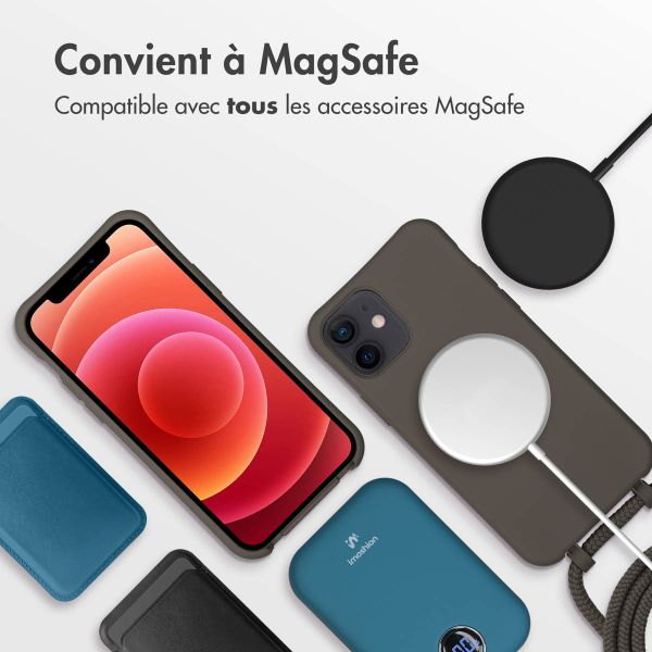imoshion Coque arrière Color avec cordon amovible et MagSafe Apple iPhone 12 (Pro) - Black Coffee