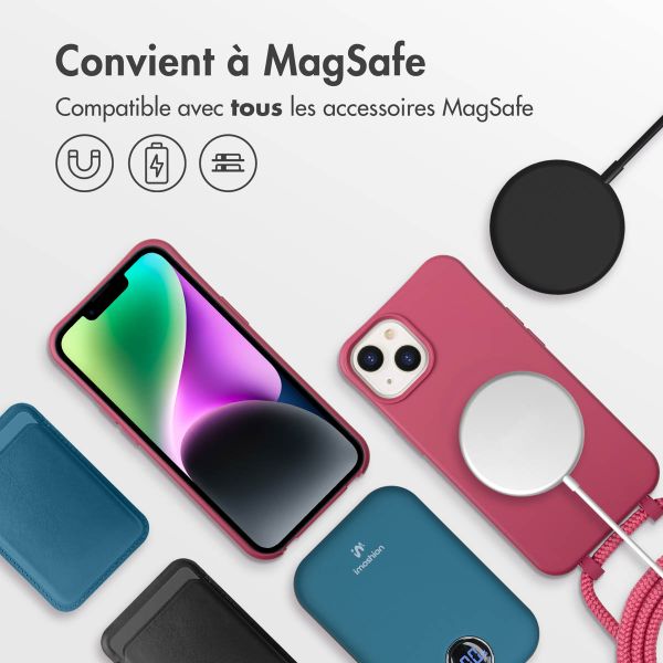 imoshion Coque arrière Color avec cordon amovible et MagSafe Apple iPhone 14 - Raspberry