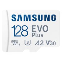 Samsung EVO Plus microSD 2024 - 128GB - Inclus un adaptateur SD - UHS-I/U3/Full HD/4K UHD