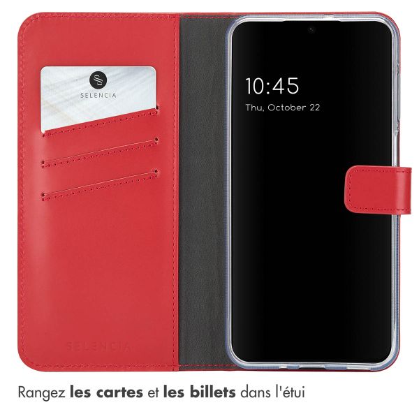 Selencia Étui de téléphone portefeuille en cuir véritable Samsung Galaxy A16 5G - Rouge