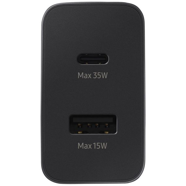 Samsung Adaptateur secteur original - Chargeur - Connexion USB-C et USB - Charge rapide - 35W - Noir