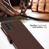 Selencia Étui portefeuille en cuir véritable Samsung Galaxy A13 (4G) - Marron