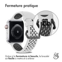 imoshion ﻿Boucle de bracelet de sport en silicone Apple Watch Series 1-9 / SE - 38/40/41 mm / Series 10 - 42 mm - Blanc / Noir