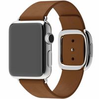 Apple Bracelet Leather Band Modern Buckle Apple Watch Series 1 t/m 9 / SE (38/40/41 mm) | Series 10 / 11 (42 mm) - Taille M - Marron