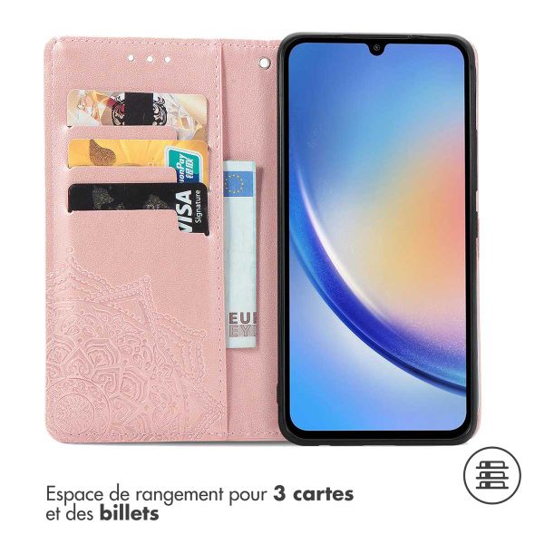 imoshion Etui de téléphone portefeuille Mandala Samsung Galaxy A35 - Rose Dorée