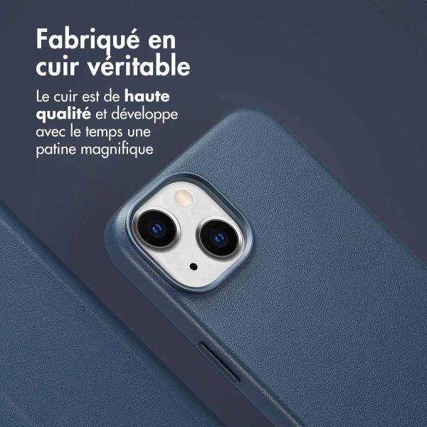 Accezz Étui de télephone portefeuille en cuir 2-en-1 avec MagSafe Apple iPhone 14 - Nightfall Blue