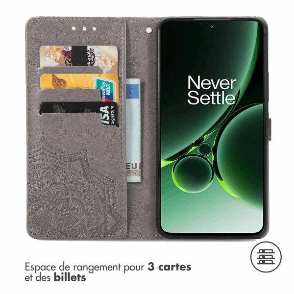 imoshion Etui de téléphone portefeuille Mandala OnePlus Nord 3 - Gris