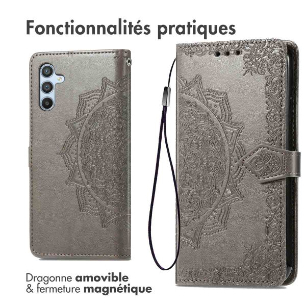 imoshion Etui de téléphone portefeuille Mandala Samsung Galaxy A54 (5G) - Gris