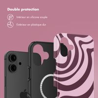 Selencia Coque arrière Vivid Tough avec MagSafe iPhone 16 - Wavy Swirl Pink Plum