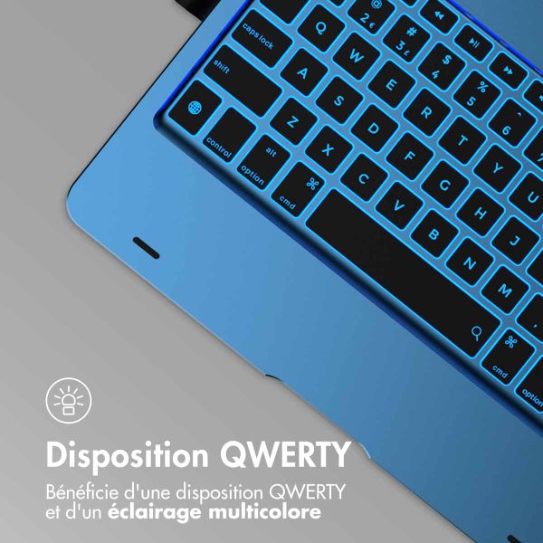 Accezz Étui de tablette Clavier QWERTY iPad 10.2 pouces (2019/2020/2021) / Air 5 (2022) / Air 4 (2020) / iPad Pro 10.5 (2017) - Bleu foncé