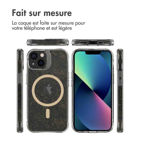 imoshion Coque arrière transparente Pailletée avec MagSafe Apple iPhone 13 - Doré