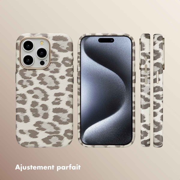 Selencia Coque Sabi imprimé panthère avec MagSafe Apple iPhone 15 Pro - Soft Ivory
