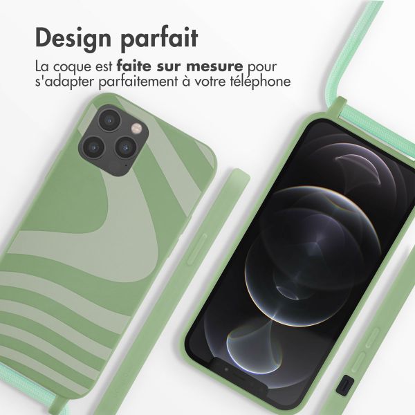 imoshion Coque design en silicone avec cordon Apple iPhone 12 (Pro) - Retro Green