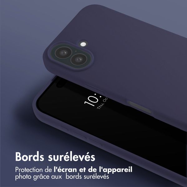 Selencia Coque silicone avec cordon amovible iPhone 16 - Bleu foncé