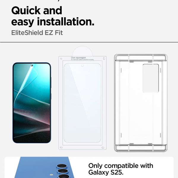 Spigen EliteShield EZ Fit avec plateau d'installation - 1 pack Samsung Galaxy S25