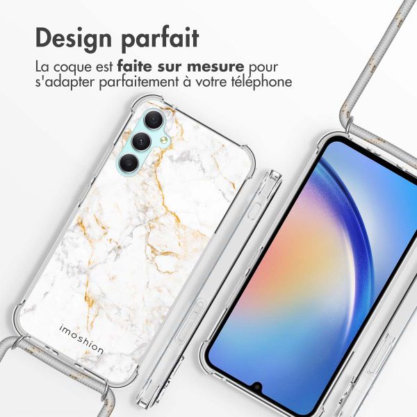 imoshion Coque Design avec cordon Samsung Galaxy A34 (5G) - White Marble